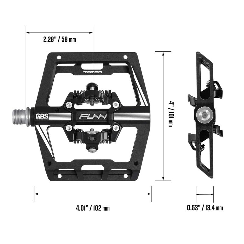 Funn Mamba Mountain Bike Clipless Pedals, Double Sided Clip Wide Platform MTB Pedals, Compatible with SPD Cleats, 9/16-Inch CrMo Axle Bicycle Pedals for MTB/BMX/Gravel Cycling (Black) - Image 3